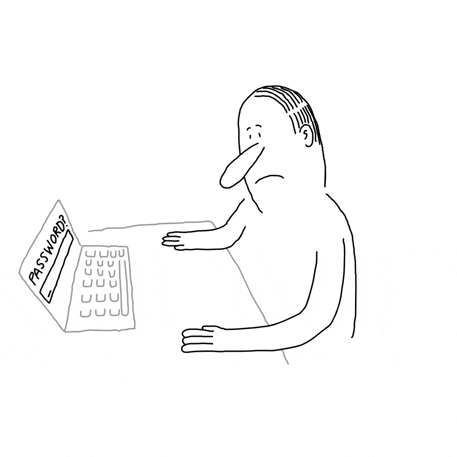 Animated Image of person remembering a password by William Garratt (https://giphy.com/channel/wgarratt)